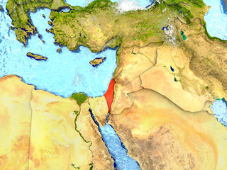 Israel on map with clouds