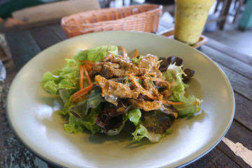homemade Grilled barbecue pork salad