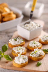 Bruschetta sandwich with cottage cheese