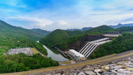 Scenery of Srinakharin dam , Kanchanaburi Province , Thailand