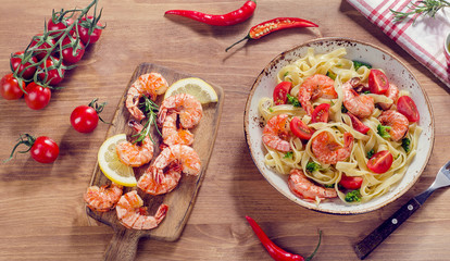 Pasta with shrimps