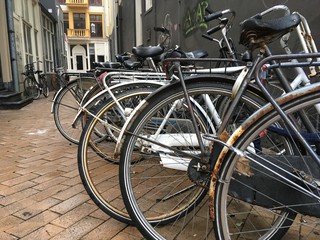 Fototapeta na wymiar Parked bicycles