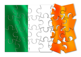 Reunification of Ireland - concept image in jigsaw puzzle shape