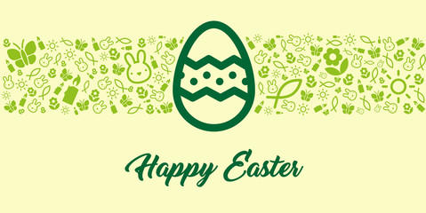 Happy Easter cool design greeting card with icons
