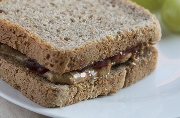 Sweet sandwich with jam and peanut butter