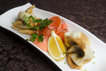Pancakes with salted trout