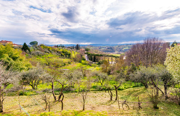 Fototapeta na wymiar Tuscany, Italy. Wonderful Campaign of Region Countryside in Spring Season