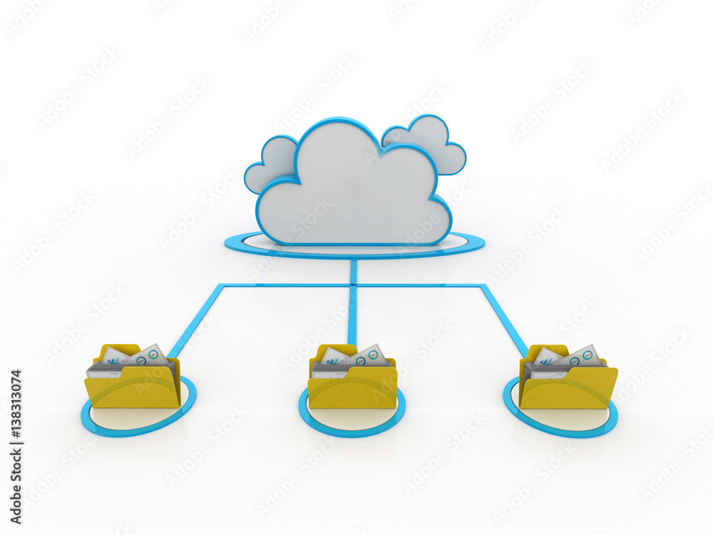 Poster file storage, sharing, in cloud computing 3d render