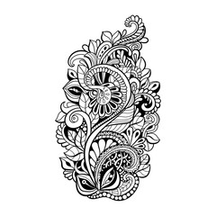 black and white  pattern in a zentangle style, Hand-drawn design illustration