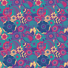 Fototapeta na wymiar Paisley seamless colorful pattern