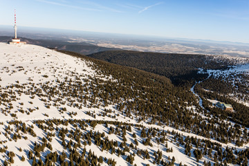 aerial  view of the  winter mountains