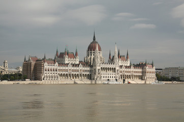 Fototapeta na wymiar Hungarian parliament building by Danube river. Budapest