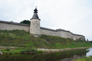 Fototapeta na wymiar The Pskov Krom or Kremlin, ancient citadel in Pskov, Russia view from river