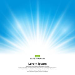 Fototapeta premium Vector sun light effect on blue background