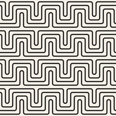 Maze Tangled Lines Contemporary Graphic. Vector Seamless Black and White Pattern.