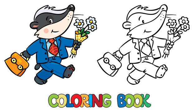Coloring book of little funny badger