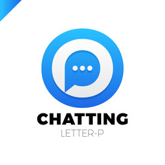 O and P letter logo, speech bubble negative space volume vector icon