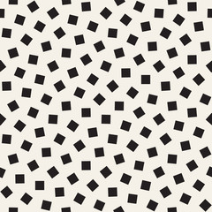 Geometric Scattered Shapes. Vector Seamless Black and White Pattern