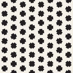 Geometric Scattered Shapes. Vector Seamless Black and White Pattern