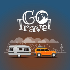 Obraz premium Summer travel vector illustration. Go travel concept
