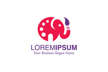 Elephant Painting Logo Design Vector