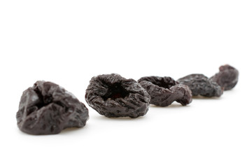 Dried plum - prunes isolated on a white