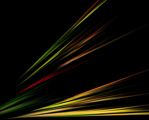 Bright glowing lines on a black background. Fractal
