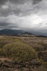 Dramatic sky before the storm in the arid south of Tenerife, Canary Islands