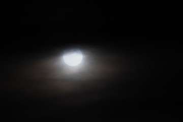 Full moon beautiful over dark black sky at have raincloud in night