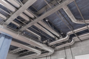 3D rendered illustration of HVAC system and pipes.