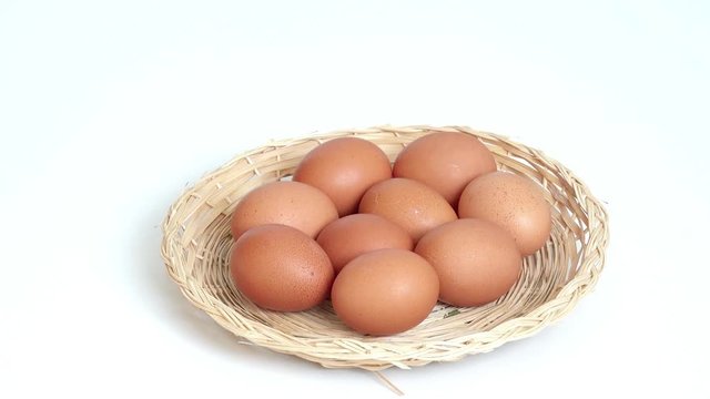 eggs in the basket turning on white