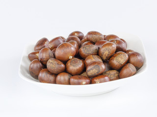 Chestnut on a white plate