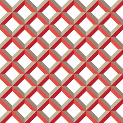 Stylish diagonal red and grey grid. Seamless vector pattern.