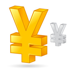 Golden And Silver Japanese Yen Currency Money Symbol