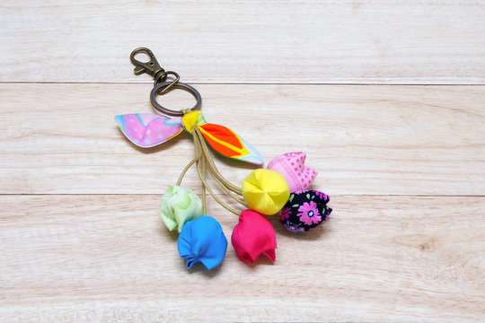 Handmade Keychain Tulip made from cotton.