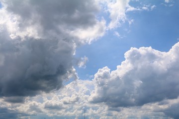 Naklejka na ściany i meble blue sky with big cloud and raincloud, art of nature beautiful