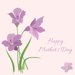 Card, banner decorated with flowers in shades of purple, with a place for the congratulatory text.