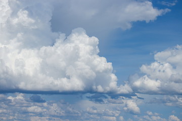 blue sky with big white cloud, and motion raincloud in nature for background beautiful