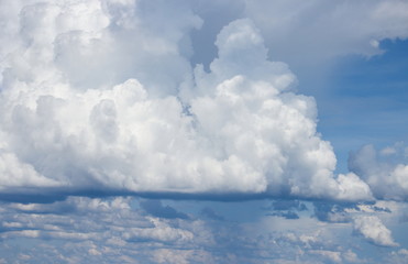 blue sky with big white cloud, and motion raincloud in nature for background beautiful