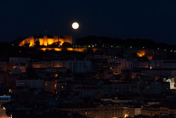 The lisbon castle during a supermoon