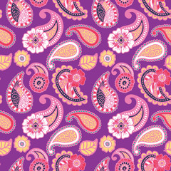 Naklejka premium Paisley seamless colorful pattern