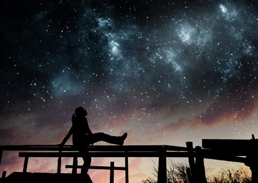 Girl watching the stars