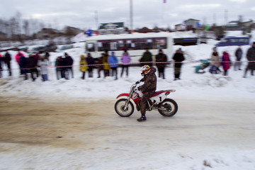 racing motorcycle in winter