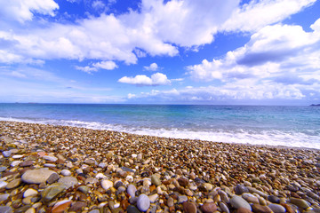 Beautiful sea paradise beach on a background of blue sky