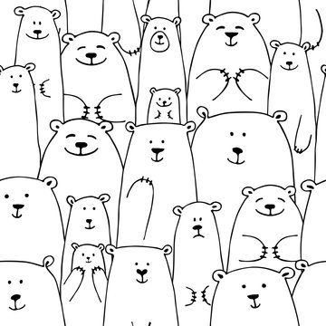 White bears family, seamless pattern for your design