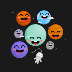 Trappist-1 system cute vector illustration