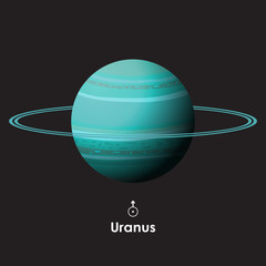 Vector Uranus on dark background with symbol