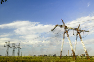 Fototapeta na wymiar High voltage mast, Romania, Moldavia, Galati