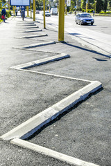 Constanta, zig-zac for parking cars in pedestrian walk, Romania,