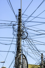 Chaotic wires at pole, chaos, information chaos, data chaos, Rom